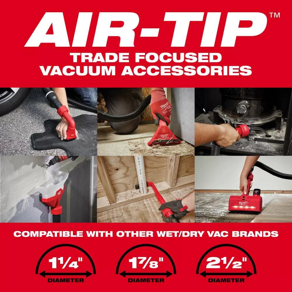 Milwaukee 49-90-2019A AIR-TIP 1-1/4 in. - 2-1/2 in. Automotive Kit W/Crevice Tools, Utility Nozzle and Bag For Wet/Dry Shop Vacuums (4-Piece)