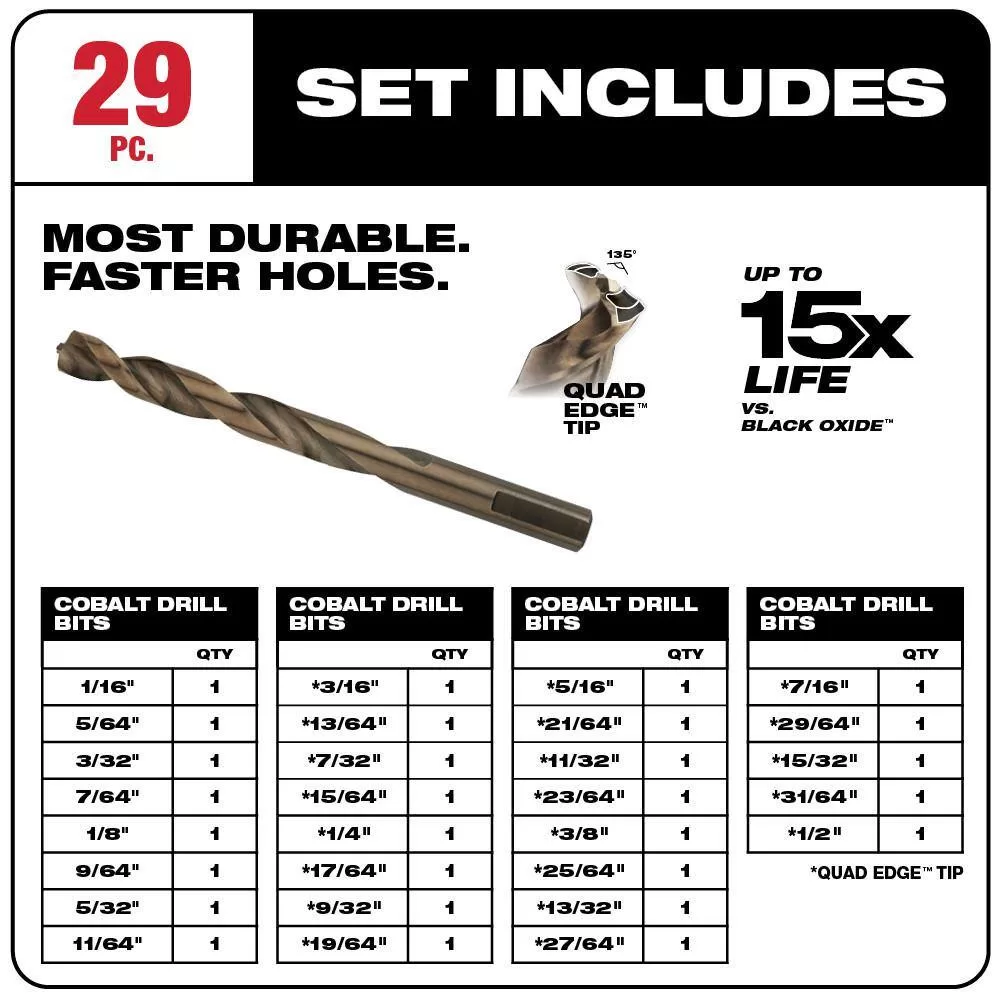 Milwaukee 48-89-2332 Cobalt Red Helix Drill Bit Set for Drill Drivers (29-Piece)