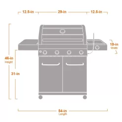 Monument Grills 41847NG 4-Burner Propane Gas Grill in Stainless with Clear View Lid, LED Controls and Side Burner