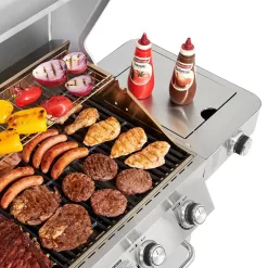 Monument Grills 41847NG 4-Burner Propane Gas Grill in Stainless with Clear View Lid, LED Controls and Side Burner