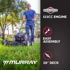 Murray MNA152506 20 in. 125 cc Briggs & Stratton Walk Behind Gas Push Lawn Mower with 4 Wheel