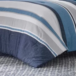 Nautica Westport 5-Piece Navy Blue Cotton Striped King Comforter Bonus Set