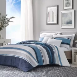 Nautica Westport 5-Piece Navy Blue Cotton Striped King Comforter Bonus Set