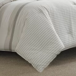 Nautica Saybrook 3-Piece Beige Striped Cotton King Comforter Set