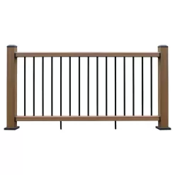NewTechWood CAN-636RK-ALU-ZX-TK Ultrashield Hemispheres 36 in. x 3 in. x 6 ft. Peruvian Teak Composite Railing Kit