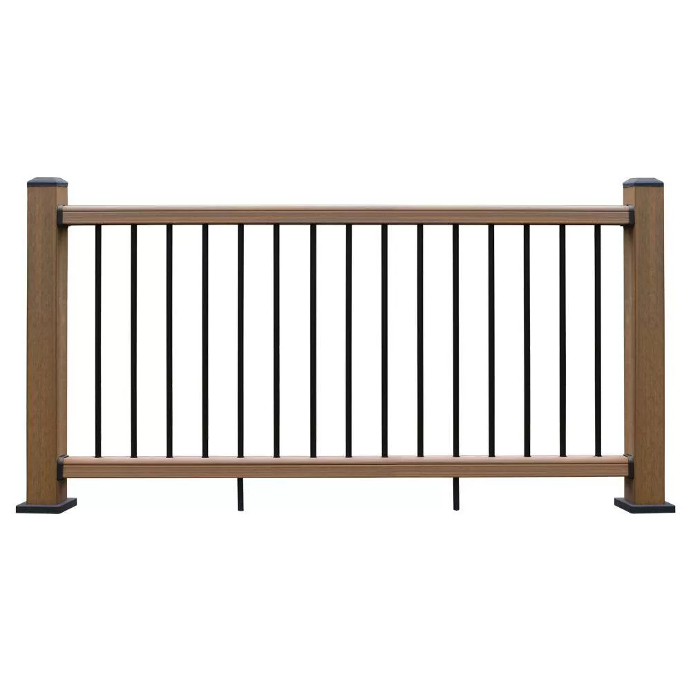 NewTechWood CAN-636RK-ALU-ZX-TK Ultrashield Hemispheres 36 in. x 3 in. x 6 ft. Peruvian Teak Composite Railing Kit