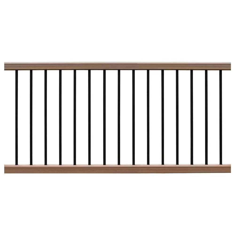 NewTechWood CAN-636RK-ALU-ZX-TK Ultrashield Hemispheres 36 in. x 3 in. x 6 ft. Peruvian Teak Composite Railing Kit