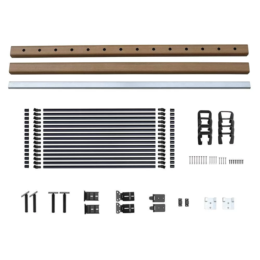 NewTechWood CAN-636RK-ALU-ZX-TK Ultrashield Hemispheres 36 in. x 3 in. x 6 ft. Peruvian Teak Composite Railing Kit