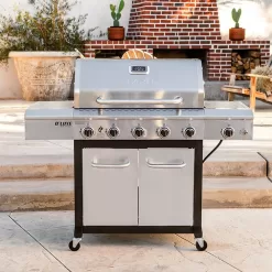 Nexgrill 5-Burner Propane Gas Grill in Stainless Steel and Black with Side Burner