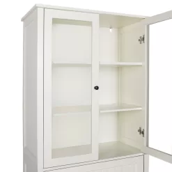 VEIKOUS 72 in. H Off-White Kitchen Storage Pantry Cabinet Closet with Doors and Adjustable Shelves