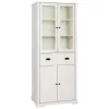 VEIKOUS 72 in. H Off-White Kitchen Storage Pantry Cabinet Closet with Doors and Adjustable Shelves