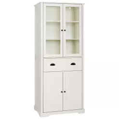 VEIKOUS 72 in. H Off-White Kitchen Storage Pantry Cabinet Closet with Doors and Adjustable Shelves