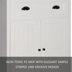 VEIKOUS 72 in. H Off-White Kitchen Storage Pantry Cabinet Closet with Doors and Adjustable Shelves
