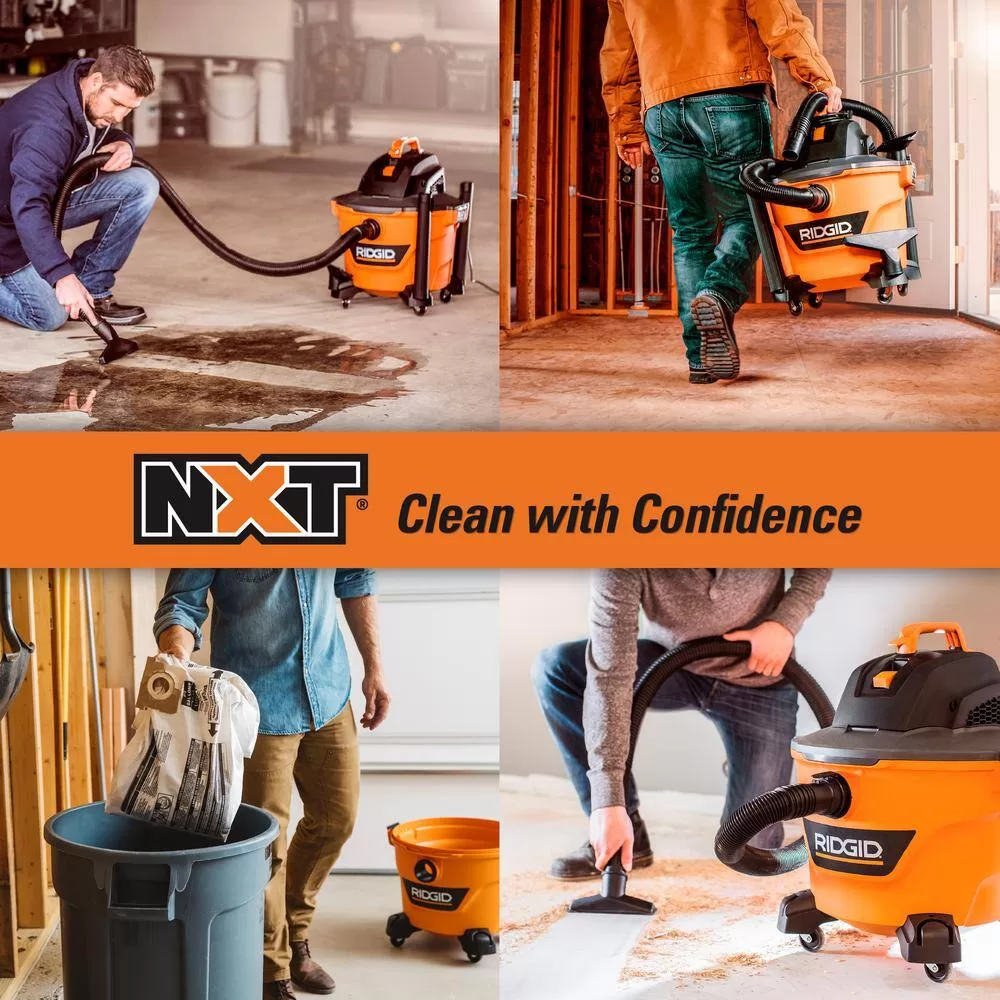 RIDGID HD0900B 9 Gallon 4.25 Peak HP NXT Wet/Dry Shop Vacuum with Standard Filter, Wet Filter, Dust Bags, Locking Hose and Accessories