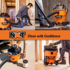 RIDGID HD1200C 12 Gallon 5.0 Peak HP NXT Wet/Dry Shop Vacuum with Filter, Locking Hose, Accessories and Wet Application Filter