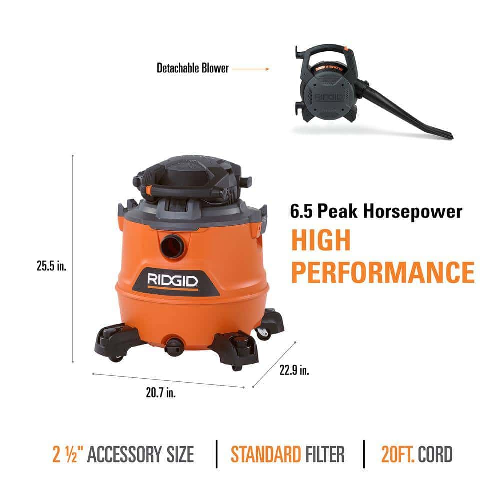 RIDGID HD1600 16 Gallon 6.5 Peak HP NXT Wet/Dry Shop Vacuum - Image 13