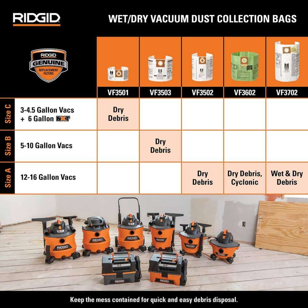 RIDGID HD1600 16 Gallon 6.5 Peak HP NXT Wet/Dry Shop Vacuum - Image 5