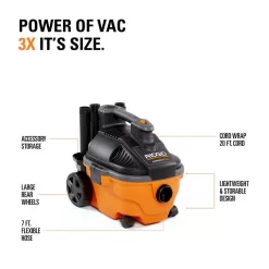 RIDGID WD4070D 4 Gallon 5.0 Peak HP Portable Wet/Dry Shop Vacuum with Fine Dust Filter, Dust Bags, Locking Hose and Accessories