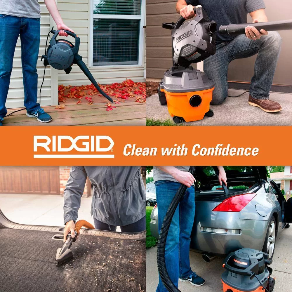 RIDGID 4 Gal. 6.0 Peak HP Wet/Dry Shop Vacuum with Detachable Blower, Fine Dust Filter, Hose, Accessories and Car Cleaning Kit