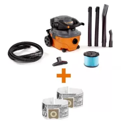 RIDGID WD4080B 4 Gallon 6.0 Peak HP Wet/Dry Shop Vacuum with Detachable Blower, Fine Dust Filter, Two Dust Bags, Hose, and Accessories