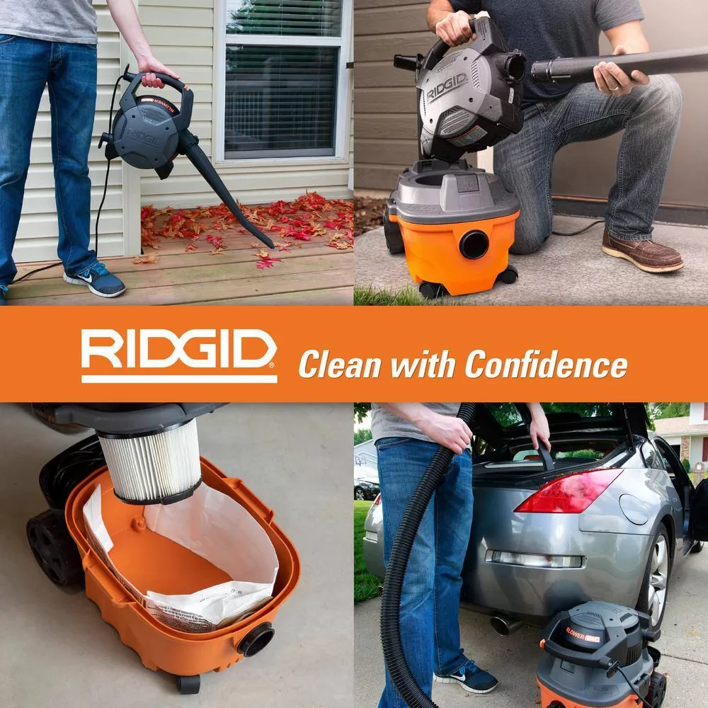RIDGID WD4080B 4 Gallon 6.0 Peak HP Wet/Dry Shop Vacuum with Detachable Blower, Fine Dust Filter, Two Dust Bags, Hose, and Accessories