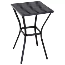 Outsunny 3-Piece All-Weather Steel Patio Outdoor Bar Bistro Furniture Set with White Cushions, Middle Table