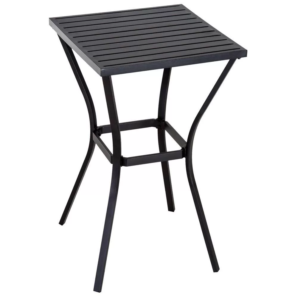 Outsunny 3-Piece All-Weather Steel Patio Outdoor Bar Bistro Furniture Set with White Cushions, Middle Table