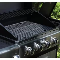 PHI VILLA THD-E2GR1 4-Burner Propane Gas Grill in Stainless Steel with Side Burner Regulator and Hose