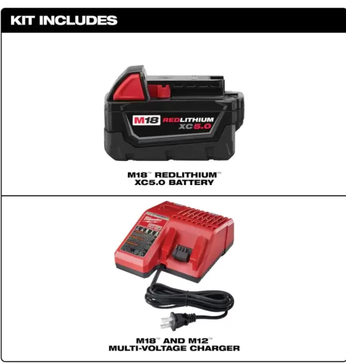 Milwaukee 48-59-1850 M18 18-Volt Lithium-Ion XC Starter Kit with One 5.0Ah Battery and Charger