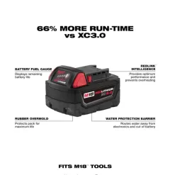 Milwaukee 48-11-1850 M18 18-Volt 5.0 Ah Lithium-Ion XC Extended Capacity Battery Pack