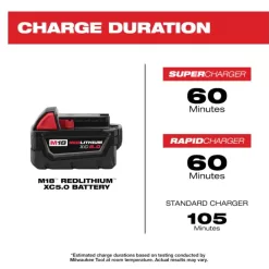 Milwaukee 48-11-1850 M18 18-Volt 5.0 Ah Lithium-Ion XC Extended Capacity Battery Pack