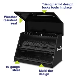 Montezuma LA400B 31 in. W x 20 in. D Portable Triangle Top Tool Chest for Sockets, Wrenches and Screwdrivers in Black Powder Coat