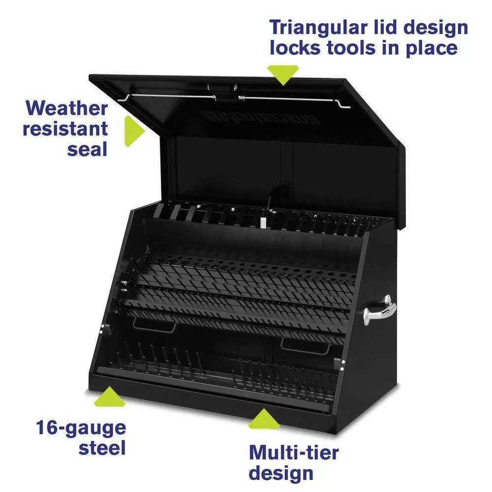 Montezuma LA400B 31 in. W x 20 in. D Portable Triangle Top Tool Chest for Sockets, Wrenches and Screwdrivers in Black Powder Coat