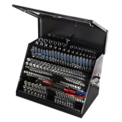 Montezuma LA400B 31 in. W x 20 in. D Portable Triangle Top Tool Chest for Sockets, Wrenches and Screwdrivers in Black Powder Coat