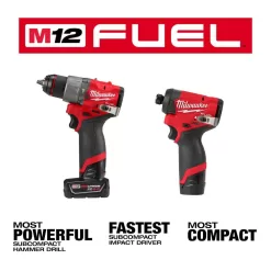 Milwaukee 3497-22-2520-20 M12 FUEL 12-Volt Lithium-Ion Brushless Cordless Hammer Drill and Impact Driver Combo Kit (2-Tool) with HACKZALL