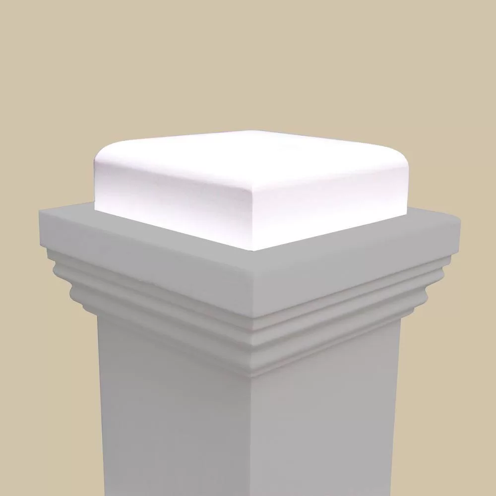 EVERMARK 4093X-055-HD00L Stair Parts 4093 55 in. x 6-1/4 in. Primed White Flat Panel Hollow Core Box Newel Post