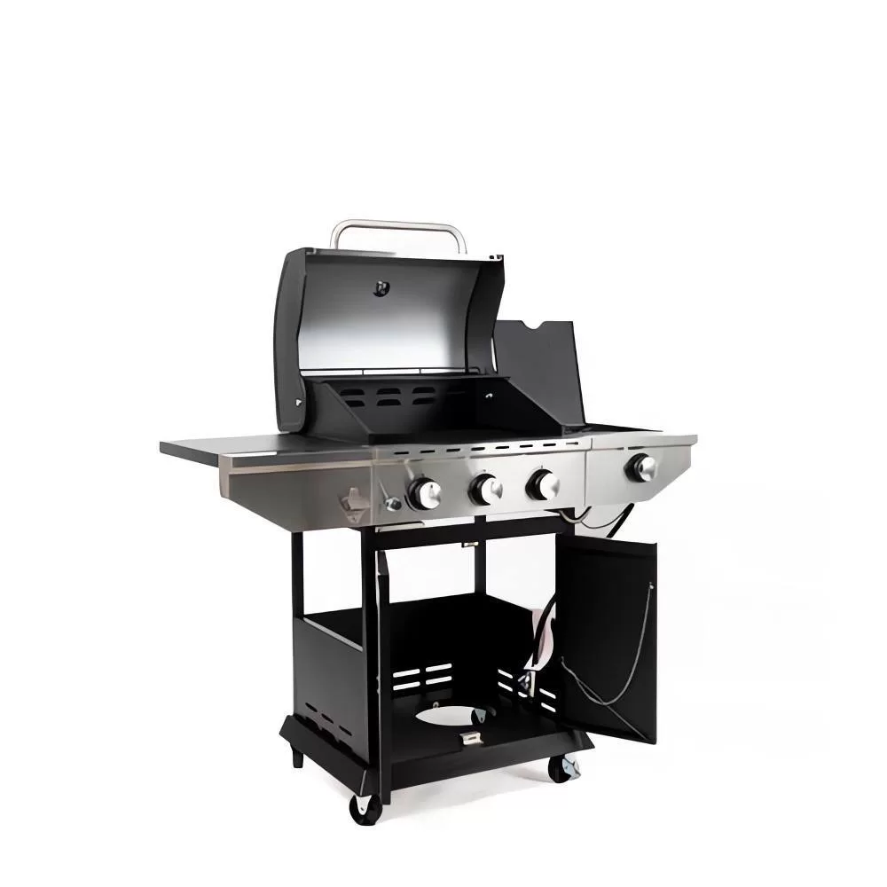 Cesicia AN016orange9 Outdoor BBQ 3 Burner Propane Grill Stainless Steel Gas Grill with Side Burner and Thermometer in Silver and Black