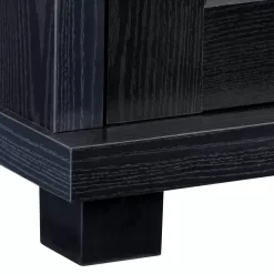CorLiving Fremont Black Ravenwood TV Bench with Glass Cabinets for TVs up to 90 in.