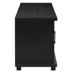 CorLiving Fremont Black Ravenwood TV Bench with Glass Cabinets for TVs up to 90 in.
