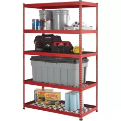 Husky MR482478W5-R 5-Tier Heavy Duty Steel Garage Storage Shelving Unit in Red (48 in. W x 78 in. H x 24 in. D)