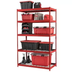 Husky N2R482478W5R 5-Tier Heavy Duty Boltless Steel Garage Storage Shelving Unit in Red (48 in. W x 78 in. H x 24 in. D)