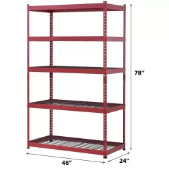 Husky N2R482478W5R 5-Tier Heavy Duty Boltless Steel Garage Storage Shelving Unit in Red (48 in. W x 78 in. H x 24 in. D)