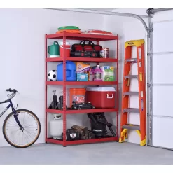 Husky N2R482478W5R 5-Tier Heavy Duty Boltless Steel Garage Storage Shelving Unit in Red (48 in. W x 78 in. H x 24 in. D)