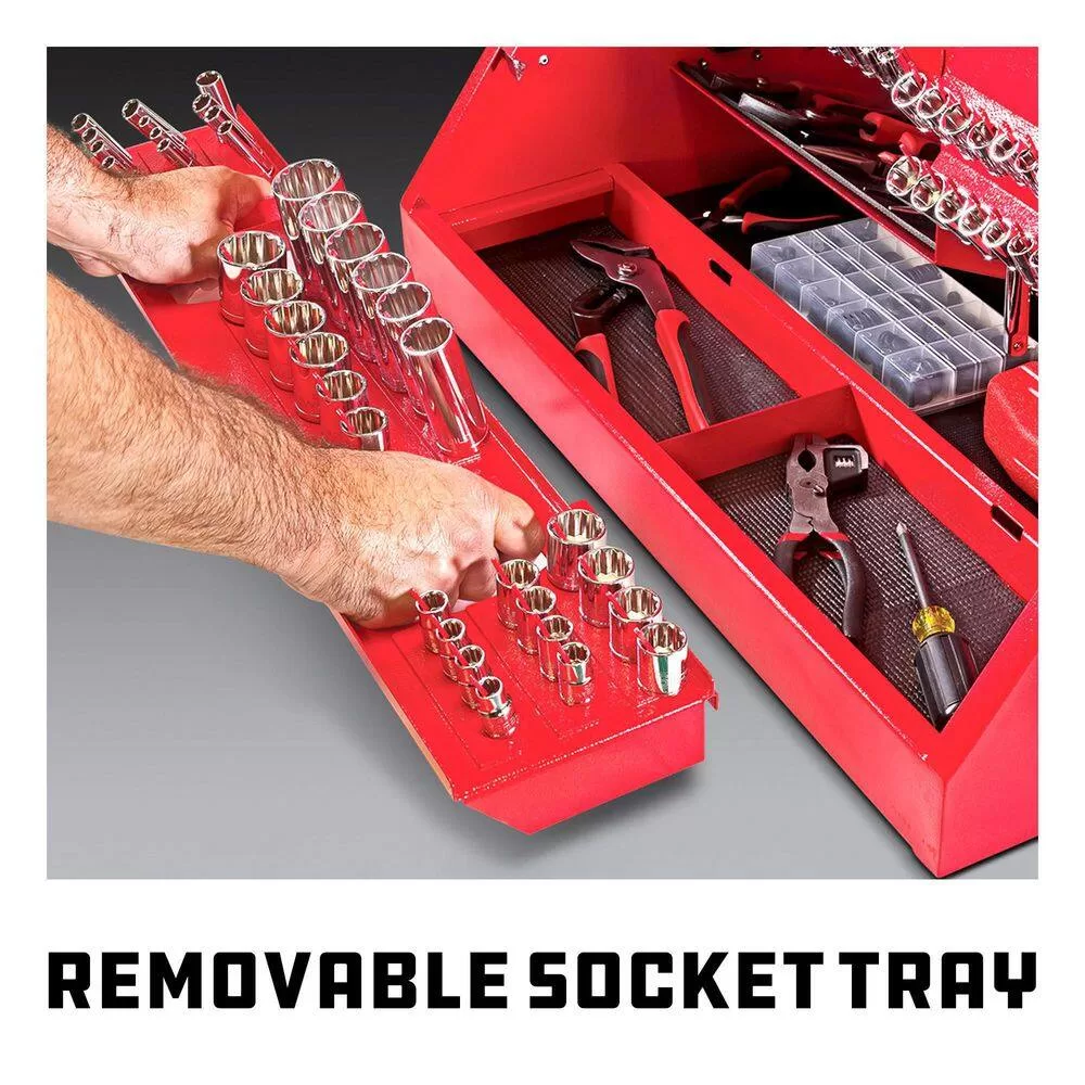Powerbuilt 240311 26 in. Rapid Box Portable Slant Front Tool Box - Red