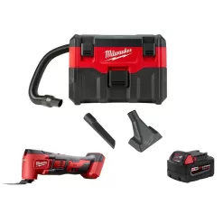 Milwaukee 0880-20-2626-20-48-11-1850 M18 18-Volt 2 Gal. Lithium-Ion Cordless Wet/Dry Vacuum with Multi-Tool and (1) M18 5.0 Ah Battery