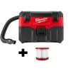 Milwaukee 0880-20-49-90-1900 M18 18-Volt 2 Gal. Lithium-Ion Cordless Wet/Dry Vacuum W/ Extra Wet/Dry HEPA Filter