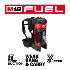 Milwaukee 0885-20-48-11-1862 M18 FUEL 18-Volt Lithium-Ion Brushless 1 Gal. Cordless 3-in-1 Backpack Vacuum with (2) M18 HIGH OUTPUT 6.0 Ah Batteries