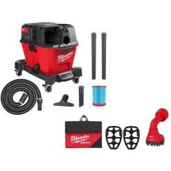 Milwaukee 0910-20-49-90-2020 M18 FUEL 6 Gal. Cordless Wet/Dry Shop Vacuum w/Filter, Hose and AIR-TIP 1-1/4 in. - 2-1/2 in. Swiveling Palm Brush Tool