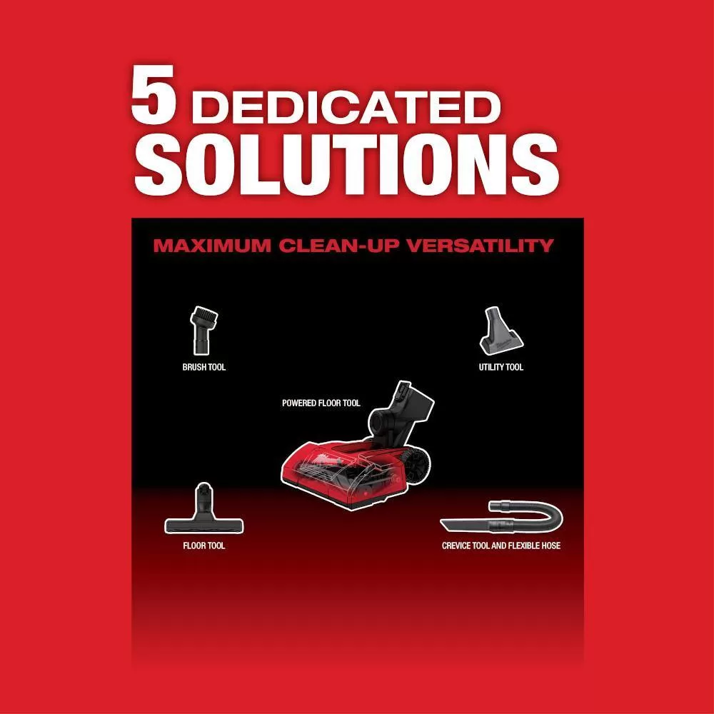Milwaukee 0940-20-48-59-1850 M18 FUEL 18-Volt Lithium-Ion Brushless .25 Gal. Cordless Jobsite Vacuum with 5.0 Ah Battery and Charger