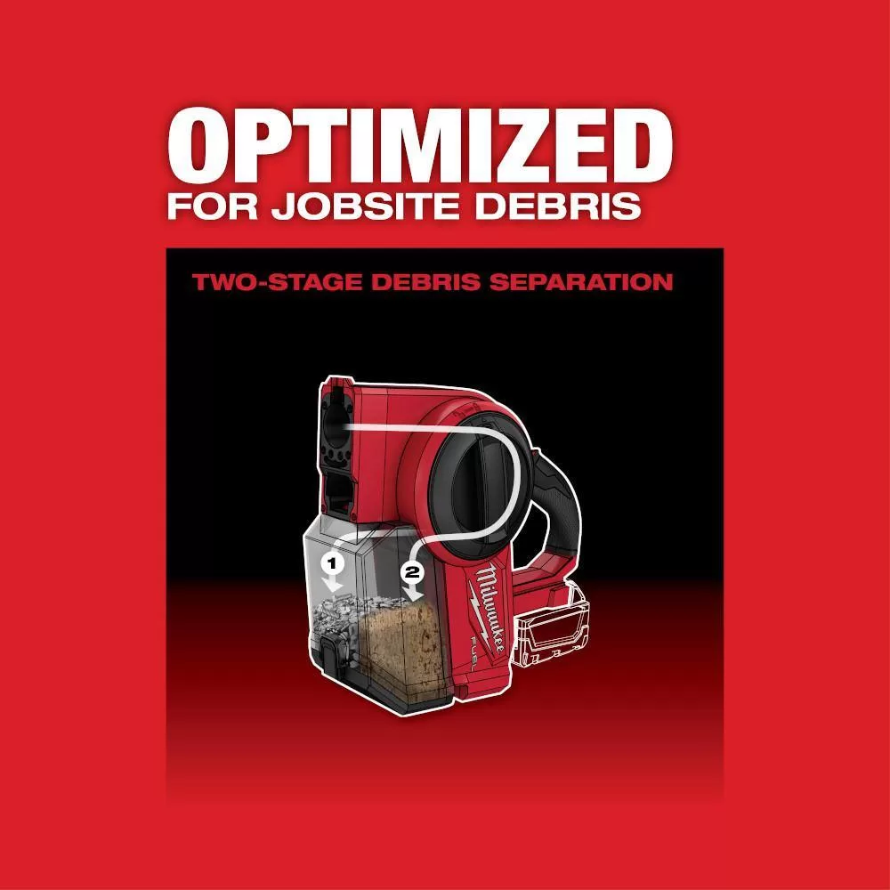 Milwaukee 0940-20-49-90-2012 M18 FUEL 18-Volt Lithium-Ion Brushless 0.25 Gal. Cordless Jobsite Vacuum with Extra Filter